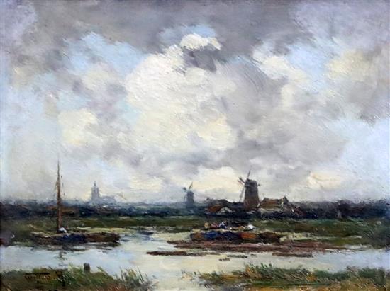 Willem Cornelis Rip (Dutch, 1856-1922) In de Zaanstreek 7.5 x 10in.